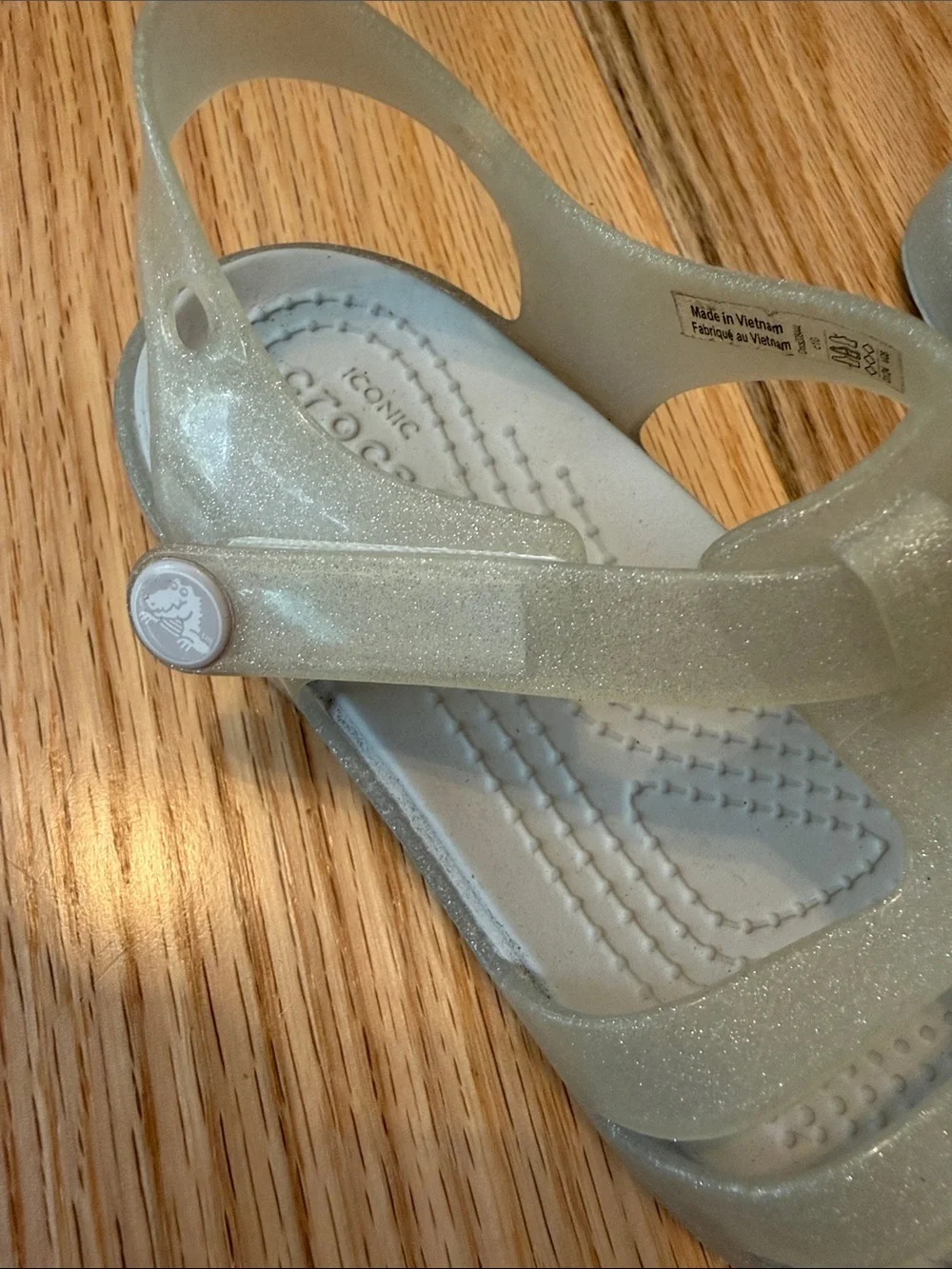 CROCS Kids' Glitter Jelly Sandals in Light Gold